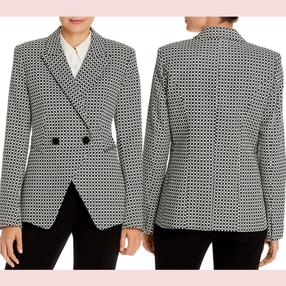 NWT $498 ELIE TAHARI [ 12‎ ] Jezebel Printed Double-Breasted Blazer Jacket